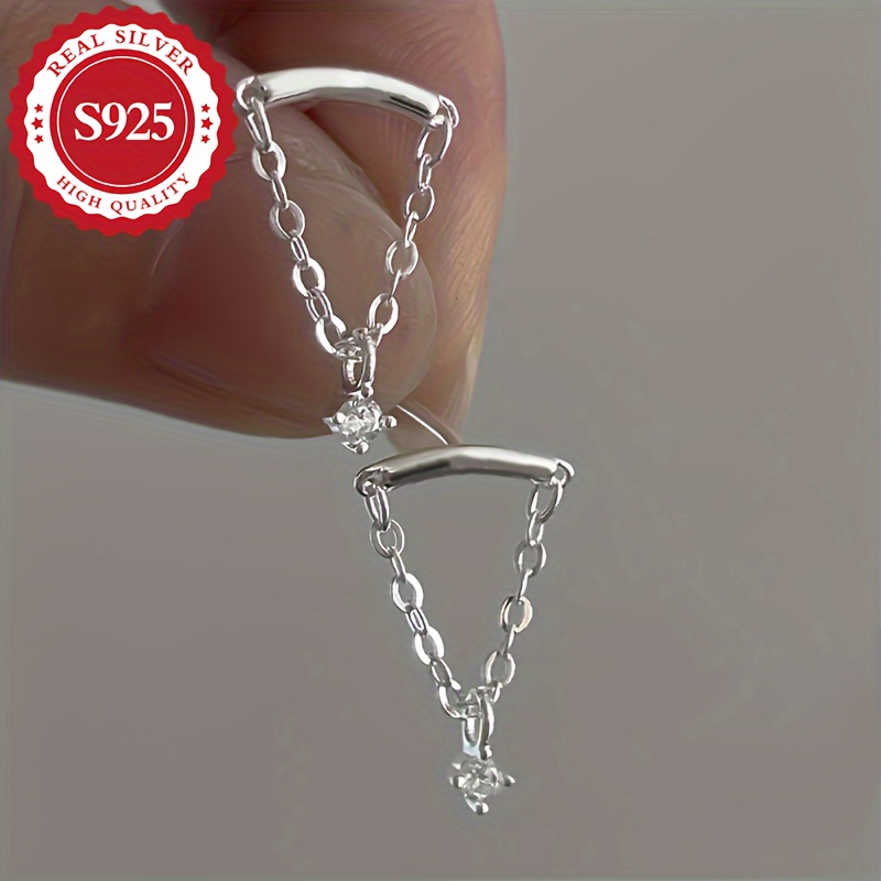 S925 Silver Flat Head Thread Ear Bone Studs